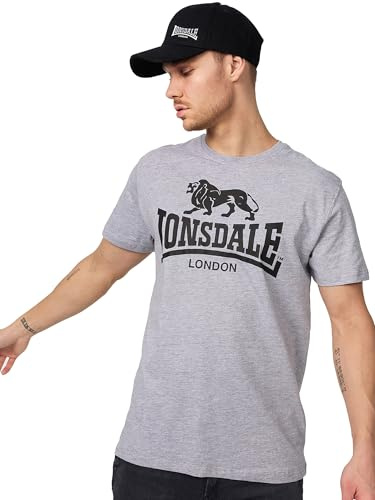 Lonsdale London Logo Hombre Camiseta Gris 95% algodón, 5% Viscosa Regular