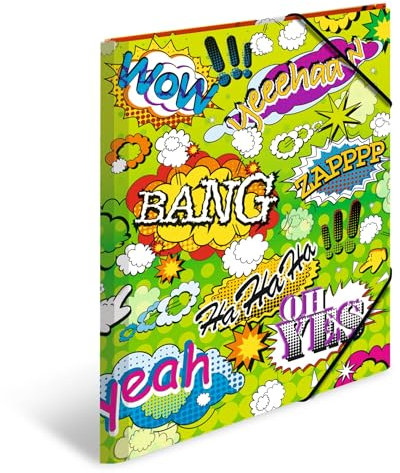 HERMA Sammelmappe A3 Comic, Kinder Eckspanner-Mappe aus Kunststoff mit Kunst Motiv, Gummizug, Innenklappen und Innendruck für Jungen und Mädchen
