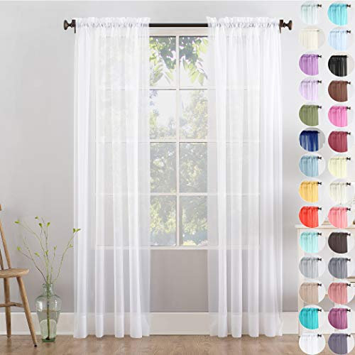 Megachest a pair of slot top voile curtains (Pure White, 56 wideX90 drop 2 Panels)