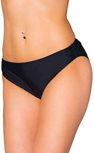 Aquarti Bikinihose Damen mit mittlerem Bund – Klassische Bikinihosen für Damen in Unifarben, Farbe: Schwarz, Größe: 40