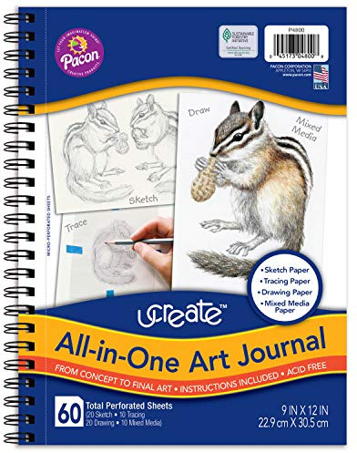 Pacon UCreate All-in-One Art Journal, 12 x 9, White 60 Sheets
