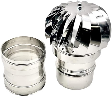 EINSIDE Extractor de humo giratorio con conexión femenina, Aspirador sombrero eolico para chimeneas estufa de acero inoxidable AISI 304, ø 180 mm