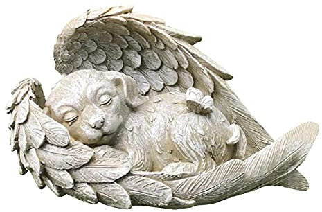 Richolyn 12x5x6 Cm Ángel Gato Figura Ángel Perro Gato Ángel Figura Tumba Memorial Piedra Gato con Ángel Perro Estatua Jardín Regalo para Pareja, Ser Querido, Niños, Hermanos, Hermanas, Amigos