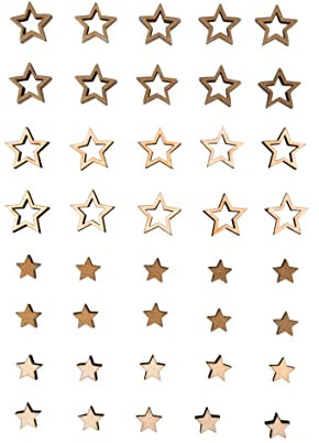 Rayher Streudeko Sterne, Holzsterne, 40 Stück, Tischdeko Mini-Sterne aus Holz, FSC zertifiziert, 2 Größen, gold und natur sortiert, 1,2 cm ø, Weihnachtsdekoration zum Streuen, 46624505