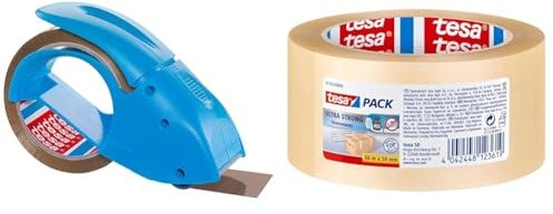 Dérouleur tesapack Pack'n Go, bleu + tesapack PP, 50 m : 50 mm & tesapack Ultra Strong, transparent (PVC), qualité 4124