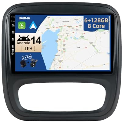JOYX - [6G+128G] - Android 15 IPS Autoradio pour Renault trafic 3 (2014-2021) / Opel Vivaro B (2014-2018) - sans Fil Carplay + Android Auto - Caméra + MIC - 2 Din 9” - DSP Dab Volant WLAN 360-Caméra