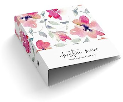 Personalisierter Ringordner | Ordner | Nailstudio | Blumen | Mit Griffloch | für DIN A4 | 7,4 cm breit | Naildesign | Nagelstudio | Beauty | Wellness