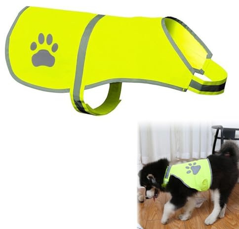 Kiuiom Pet Dog High Visibility Vest, Dog Safety Reflective Vest, Vibrant Neon Yellow, XXL