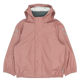 Mikk-line Unisex regnjacka barn vattentät och vindtät | regnjacka för flickor och pojkar med reflektorer och huva avtagbar | lätt läderjacka OEKO-TEX, Burlwood, 140