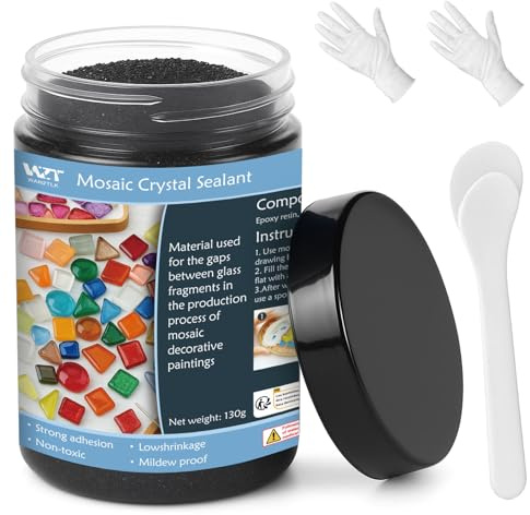 Mosaic Grout for Crafts – Black Quick-Dry Crystal Tile Grout, Ready-to-Use Caulking Agent for DIY Glass Art, Handmade Gifts & Mosaic Kit Supplies (130g)