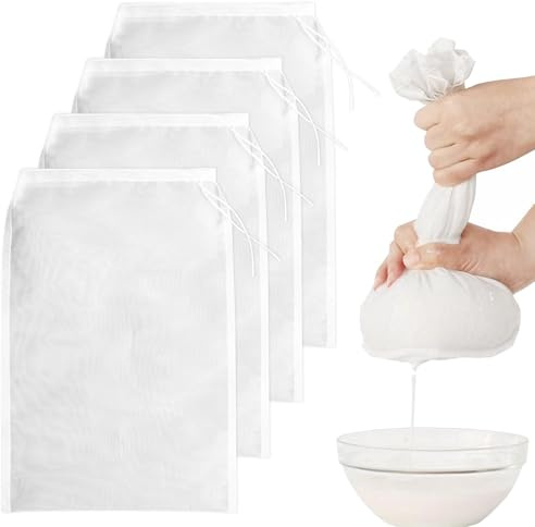 4 Pcs Cheese Cloth Cheesecloth for Straining, 20 x 30cm Reusable Straining Bag, Cold Brew Coffee Cheese Cloths Strainer, Muslin Cloths for Cooking, Yogurt, Nut Milk, Soy Milk, Jelly, Food Straining