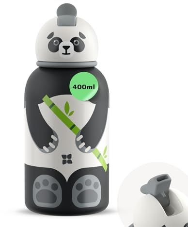 waterdrop® Gourde Enfant Inox 400ml – Bouteille Isotherme Réutilisable, Gourde d’Eau Anti-Fuite avec Paille, Parfaite pour École et Activités Sportives