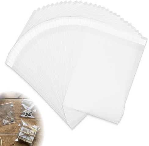 200 unidades Bäcker & Lecker bolsas OPP autoadhesivas 7 x 12 cm, bolsas planas transparentes con tira adhesiva para dulces, galletas, regalos pequeños, joyas, embalajes DIY