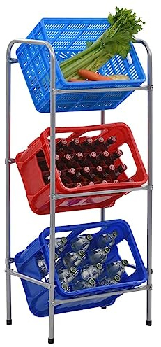 Solivagant Étagère de Rangement pour 3 caisses Argenté 50x33x116 cm Acier,(3.1 KG)