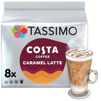 Tassimo Costa Caramel Latte Coffee Pods, Pack of 8