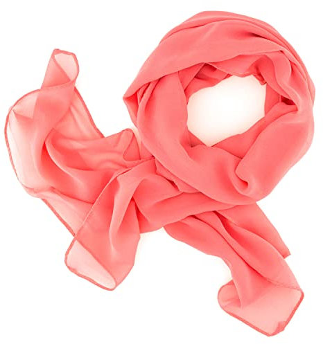 DOLCE ABBRACCIO Damen Chiffon Schal Seidenweiches Halstuch Tuch (Lachs)