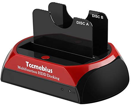 Tccmebius USB 3.0 Hard Drive Docking Station, TCC-S868-US USB 3.0 to 2.5 3.5 Inch SATA IDE Dual Slots Reader External Enclosure, for 2.5 3.5 IDE SATA I/II/III HDD SSD