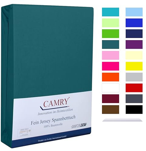 Camry Spannbettlaken Topper 180x200cm Petrol Baumwolle Bettlaken Jersey Spannbetttuch Oeko-Tex 100