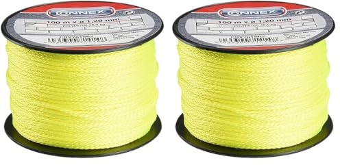 Connex COX781562 - Filo da muratore, 100 m, peso massimo: 45 kg, spessore: 1,2 mm colore: Giallo (Confezione da 2)