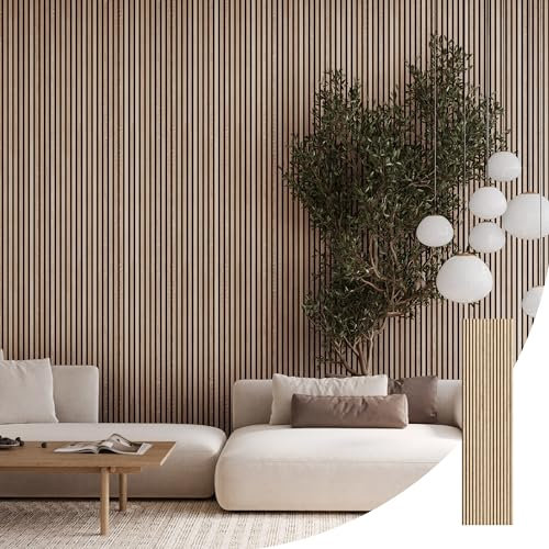 Oak Acoustic Wood Veneer MDF Slat Panel 240 x 60 cm Interior Walls Décor