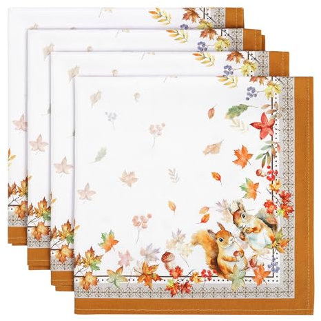 Arquiel Servilletas de Hojas Otoño Tela de Cocina, Servilletas de 4 de Tela 100% Algodón Suaves Cómodas Lavables Reutilizables Servilletas de Mesa para Cenas Familiares, Cócteles, Bodas