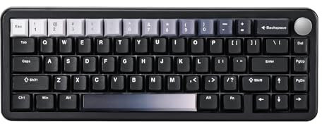 YUNZII B68 Wireless Mechanische Tastatur, Tri-Mode BT5.0/2.4GHz/USB-C Hot Swappable Gasket Cremige Tastatur, RGB Backlit NKRO, Nette Keyboard für Win/Mac (Black, Cocoa Cream v2 Switch)