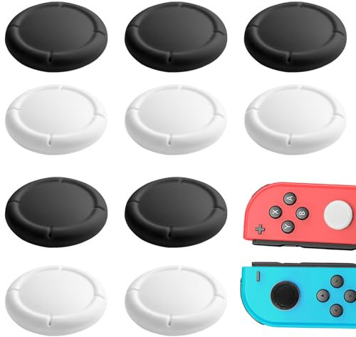 teasteam Capuchons de Joystick Switch de Rechange 10Pcs Capuchon Silicone Antidérapant Minimaliste Protège Cap Switch pour Manette Switch Switch Lite et Switch OLED - 5 Noir 5 Blanc
