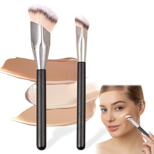 Make Up Brushes, 2Pcs Concealer Brush Foundation Brush, Fibra Sintetica Morbida per Il Fondotinta Liquido Concealer Foundation of Liquid Foundation Cream Powder Blush