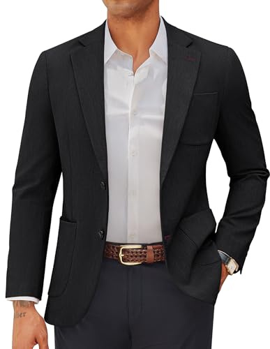 PJ PAUL JONES Blazers for Men UK Lightweight Suit Jackets Casual Blazer Tweed Dinner Jackets M Black