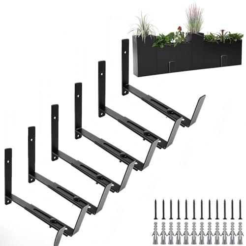 STARVAST 6 Stk Balkon Blumenkasten Halterungen, Verstellbare Fenster Pflanzkasten Halterungen 15-30cm,Regalhalterung Balkon Blumenkastenhalter für Rohrgeländer, Wand, Ledge
