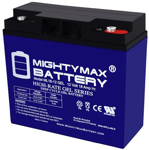 Mighty Max Battery Mighty Max Battery ML18-12 GEL - 12 Volt 18 AH, GEL Type, Internal Thread (INT) Terminal, Rechargeable SLA AGM Battery