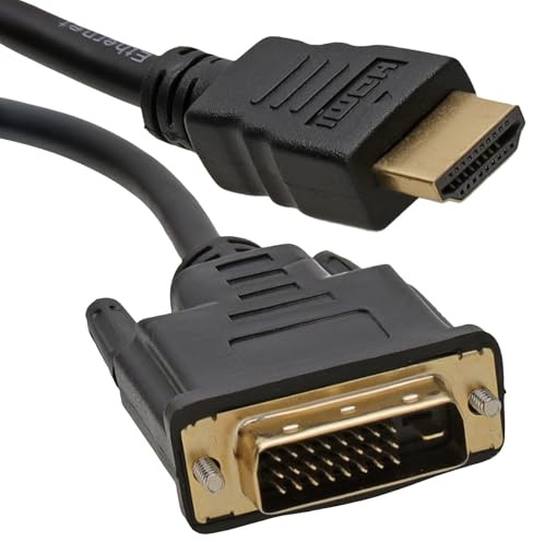 kenable Câble Vidéo Numérique DVI-D 24+1 Broches Mâle vers HDMI Mâle Connecteurs Plaqués Or 0,5m Noir