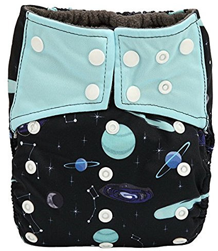 JOBEBE AIO Wiederverwendbare waschbare Stoffwindel, Holzkohle-Bambus-Einsatz, Doppelzwickel (L3), 1 Stück, mittelgroß, Uni, 6 m - 12 m, wasserdicht, wiederverwendbar