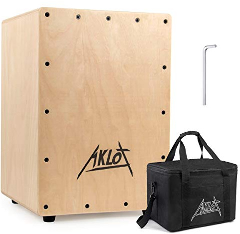 AKLOT Cajon Drum Box 10 Cajons Percussion Instrument Compact Acoustic Jam Cajons Betula Wood Percussion Box Internal Adjustable Snares with Gig Bag