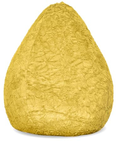 Lumaland Fluffy Sitzsack | Kinderzimmer Sitzkissen 60 x 45 cm | Waschbarer Bezug aus Webplüsch | Flauschiger & weicher Kinder Bodenkissen | Passend für Mädchen & Jungen | 120L Volumen [Gelb]