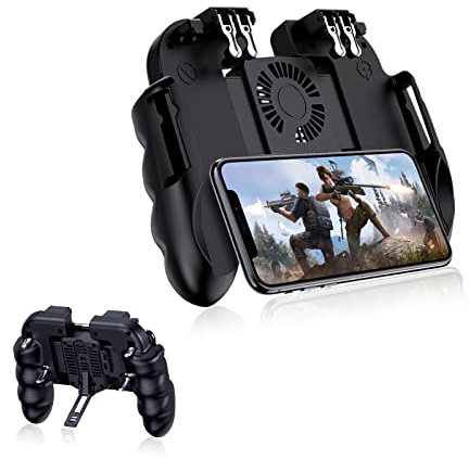Contrôleur de jeu mobile avec ventilateur de refroidissement, dissipation thermique de la manette de jeu 4 déclencheurs Smartphone Gaming Handle Game Clé auxiliaire pour téléphones