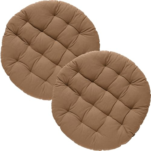 REDBEST Stuhlkissen, Stuhlauflage, Sitzkissen Uni 2er-Pack braun Größe 37 Ø - gesteppt, mit glatten, strapazierstarkem Gewebe (weitere Farben)