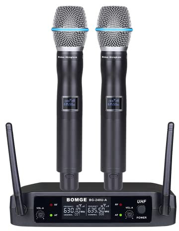 BOMGE Uhf - Microfoni e sistemi wireless in metallo per karaoke, canto, riunioni, feste, chiesa, DJ, matrimoni, (240U)