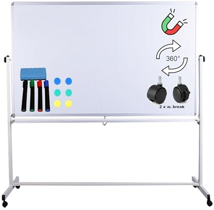 Mobil whiteboard tavla kan skrivas på båda sidor, i 5 storlekar, skyddslackerad, magnetisk, storlek: 200 x 100 cm