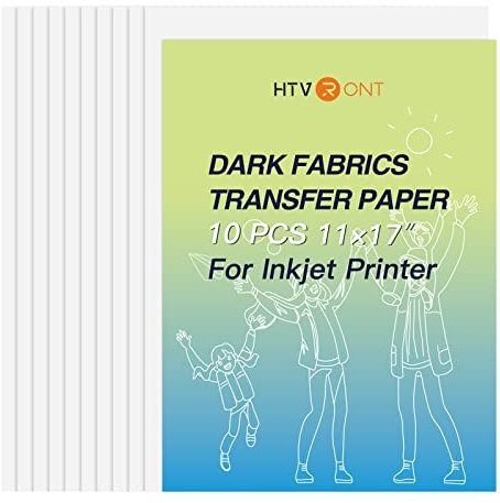 HTVRONT Heat Transfer Paper 11 x 17 Inches for Dark T Shirts – 10 Pack Iron on Transfer Paper for Inkjet Printer, Large 11 x 17 inches, Easy to Use Printable Heat Transfer Vinyl, Vibrant Colour