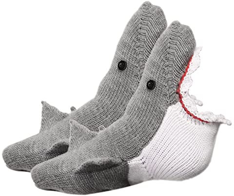 FGFD&OU Chaussette Femme Homme Chaussette Chaude Thermiques Épaisses Hiver Chaussettes Drôle Tricotées UnisexeChaussettes Pantoufles Chaussettes de Noël, Cadeau de Noël (Requins, 34-39)