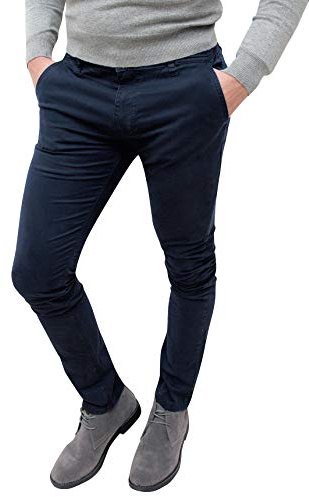 Evoga Pantaloni Casual Uomo Invernali Slim Fit (50, Blu)