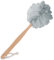 Harewu Esponja de lufa grande para baño, luffa de malla suave en un palo, fibra natural de mango largo, color blanco, gris