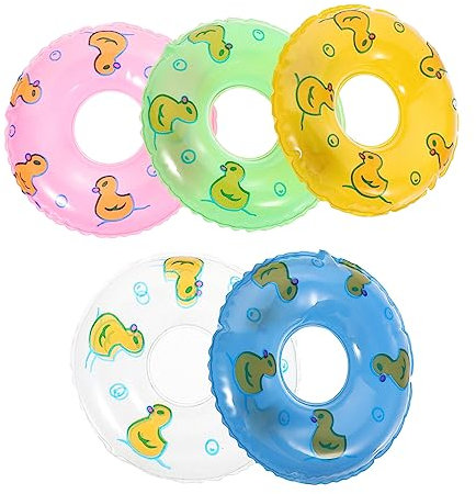ifundom Lot de 5 bouées de natation gonflables pour maison de poupée - Bouée de natation - Jouet de natation - Petit flotteur de piscine décoratif Ob11 - Décoration miniature en PVC