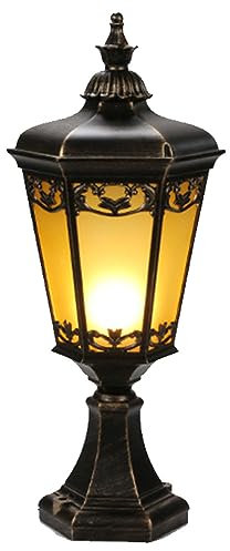 Mengjay Sockelleuchte Außenleuchte Retro Spalte-Lampe Außen Pollerleuchten Sockelleuchte Gartenleuchte Rasen Terrasse im Freien Tischleuchte Säulelampe Villa Pfosten Zaun Wegeleuchte (B)