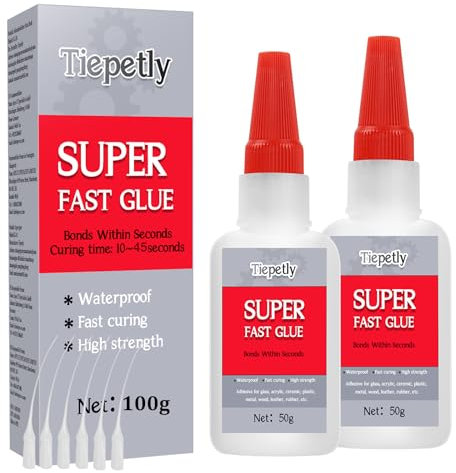 Superglue for Plastic 100g, Strong All Purpose Repair Glue, Instant Super Glue for Plastic, Glass, Ceramic, Pottery, Metal, Jewellery, Wood, DIY