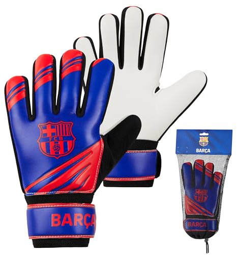 Hy-Pro - Guanti da portiere FC Barcelona con licenza ufficiale, per bambini e adolescenti, con palmo imbottito antiscivolo, taglia 5 o 7, regalo Barcellona per ragazzi (taglia 5)