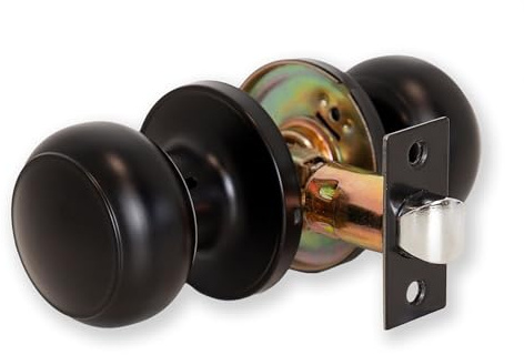 XFORT Bello - Juego de pomos de paso para puertas interiores de madera, juego completo con pestillo tubular, color negro mate
