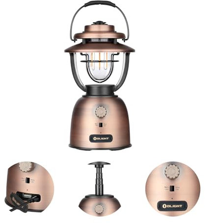 OLIGHT Olantern Stretch Campinglampe,500LM Stufenlos Dimmbar Retro Campinglaterne Verstellbare Campinglicht mitDualer Lichtquelle,Notstrombank USB Wiederaufladbar,für Camping Partydekoration,Outdoor