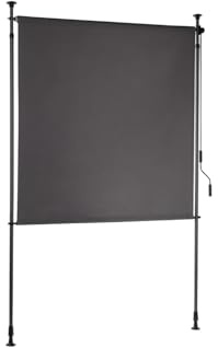 empasa Senkrechtmarkise Vertikalmarkise Klemmmarkise Außenrollo ausziehbar Montage ohne Bohren Sichtschutz Windschutz für Balkon und Terrasse wetterfest, Farbe:anthrazit, Größe:120 x 270 cm